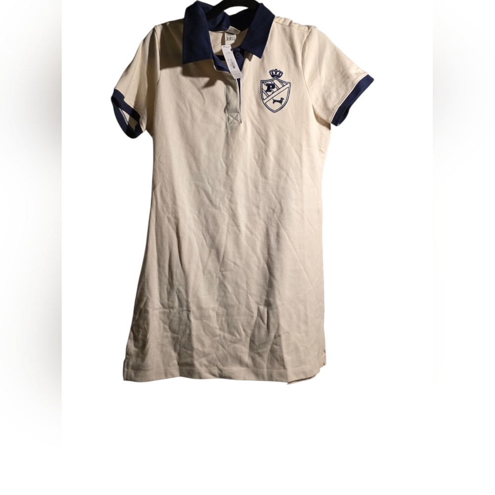 PINK Victoria's Secret Cream Polo with Navy Trim dress BNWT